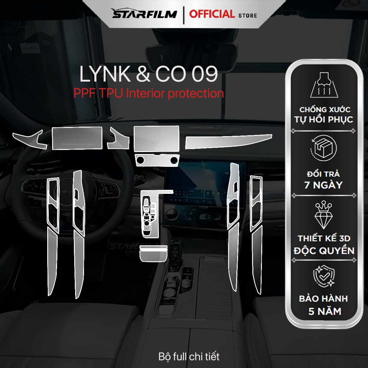 LYNK & CO 09 PPF TPU chống xước tự hồi phục STARFILM
